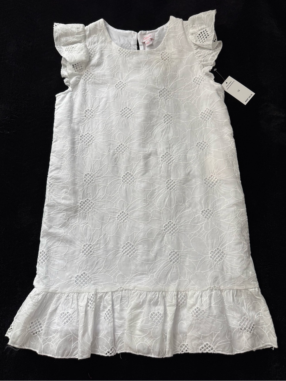 NWT CeCe Girls White Eyelet Dress Size 12